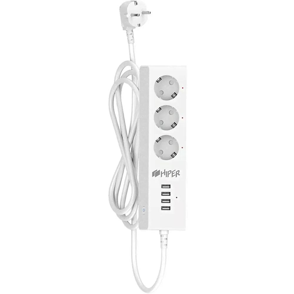 Умный сетевой фильтр HIPER IoT PS34, 3 розетки, 4хUSB порта